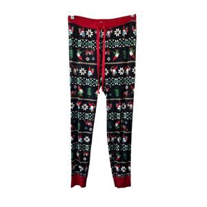 Hanna Andersson Navy Blue & Red Gnome Print Pajama Pants Size Small
